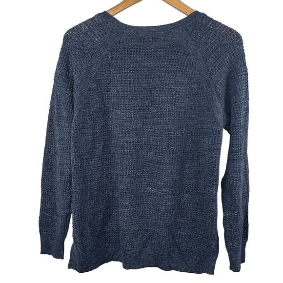 J. Crew Size Blue Linen Blend Knit Sweater Size S Lightweight Summer - Picture 7 of 9